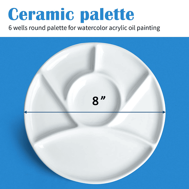 Paleta de cerámica redonda de 6 pozos – Paleta de acuarela d