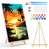 Pintura de atardecer por números, kits de pintura enmarcada