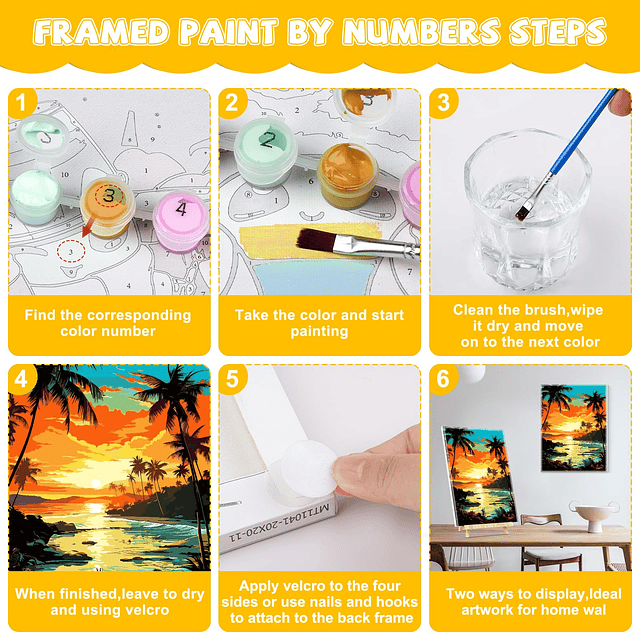 Pintura de atardecer por números, kits de pintura enmarcada