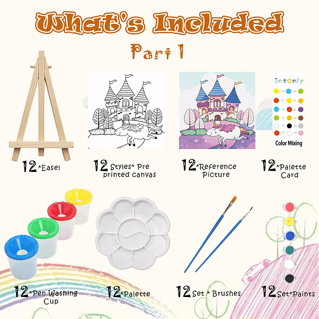 Juego de 12 lienzos predibujados para kits de pintura para n