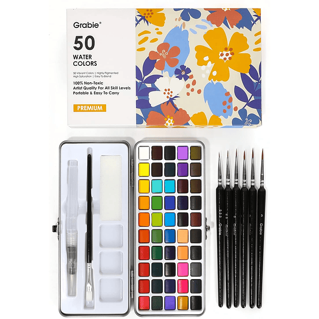 Juego de pintura de acuarela , ideal para pintar, 50 colores