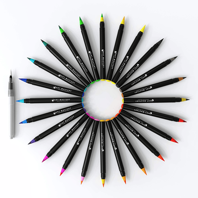 Real Brush Pens, paquete de 24 con punta de pincel flexible,