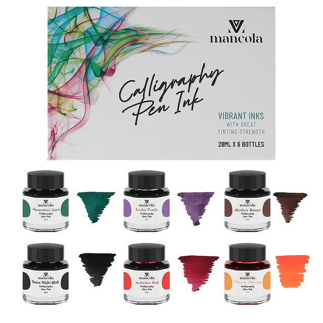 Mancola Tinta para pluma de caligrafía de 6 colores, juego d