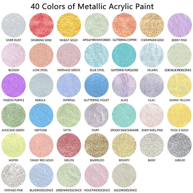 Juego de pintura acrílica metálica, 2 onzas x 6 colores surt