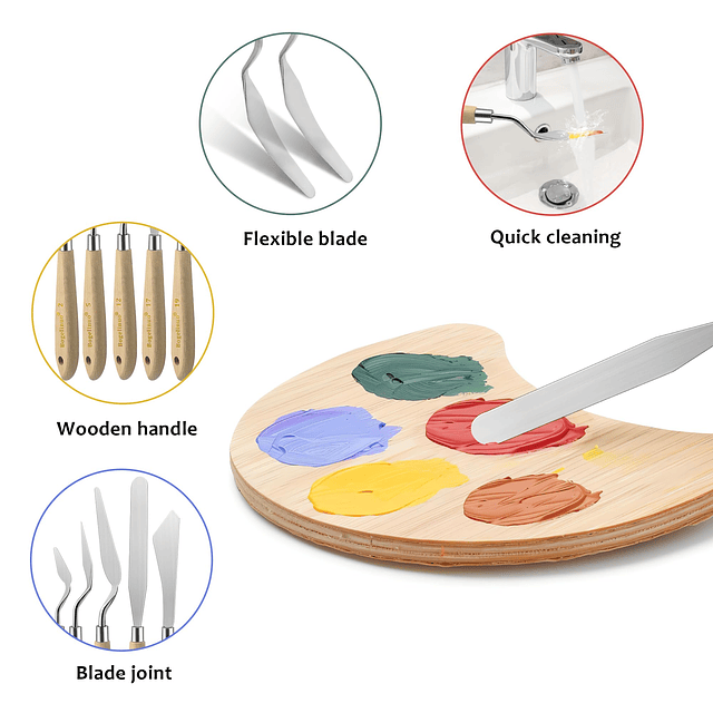 9 piezas de cuchillos de paleta de pintura para pintar, jueg