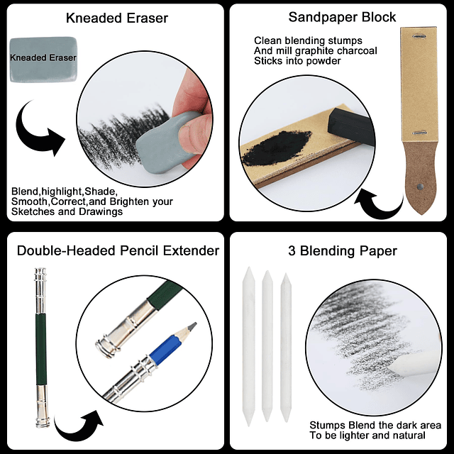 Juego de dibujo - Kit de bocetos, 55 piezas de suministros d