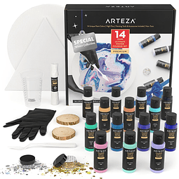 Arteza Kit de pintura acrílica para verter, 14 colores brill