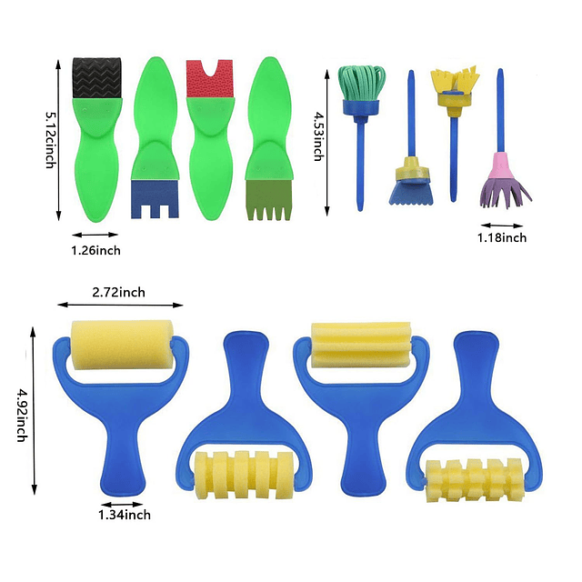 Juego de pinceles para pintar para niños, paquete de 12 pinc