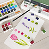 Juego de pintura de acuarela con 48 colores premium, 2 pince