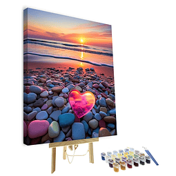 Pintura de playa por número para adultos, pintura al óleo en