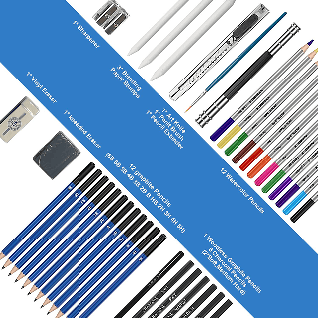 Lápices de Dibujo, 40 Piezas Lápices de Dibujo Suministros d