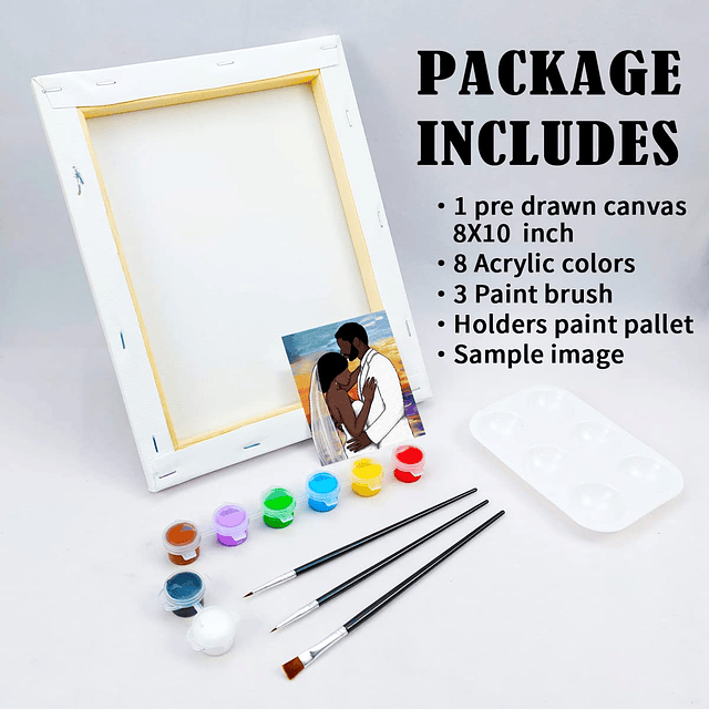 Kits de fiesta de pintura para parejas, lienzo predibujado p