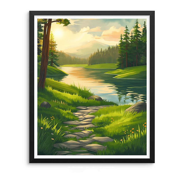 Kit de pintura por números de bosque al atardecer para adult