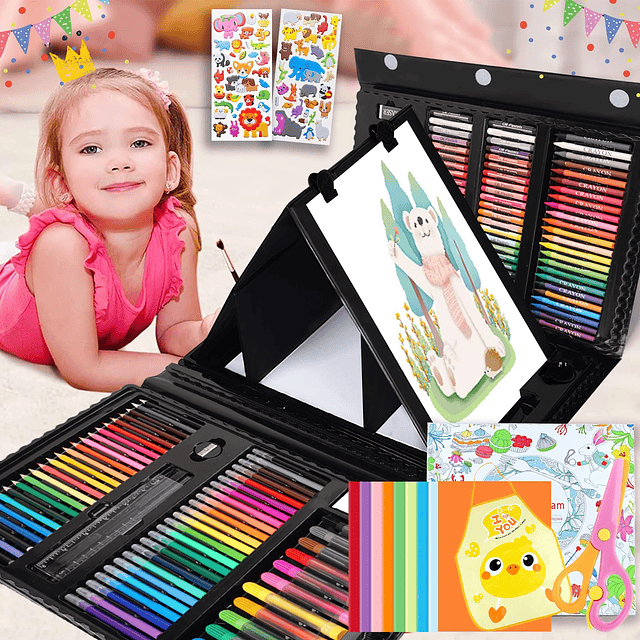 Suministros de arte, paquete de 208 kit de dibujo para niñas