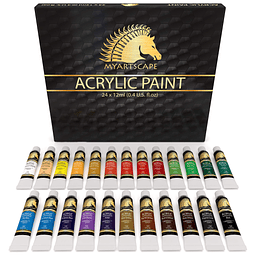 Juego de Pintura Acrílica - Tubos de 24 x 12ml - Resistente