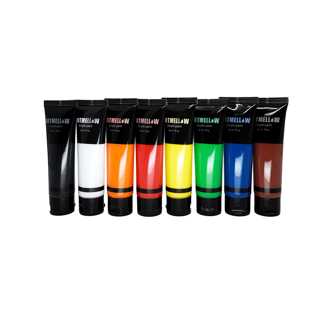 Tubos de pintura acrílica profesional, 30 ml, 8 colores bási