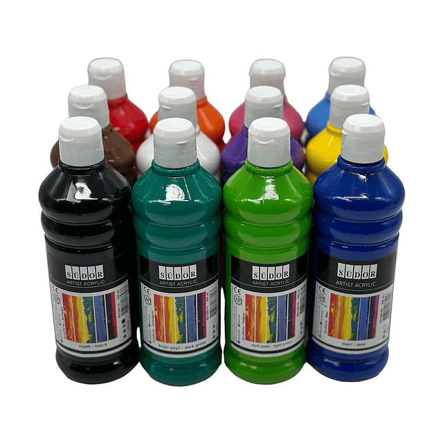 Set Pintura Acrílica 12 Colores de 500 ml. Pinturas altament