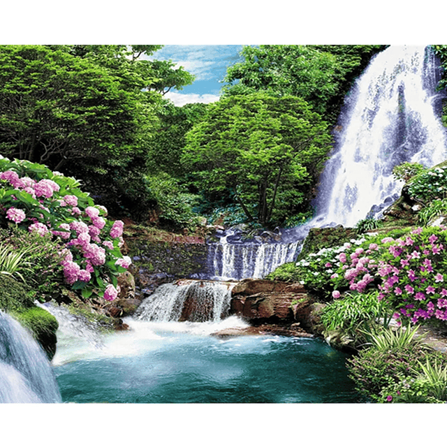 Pintura de flores por número Paisaje de primavera Montañas C