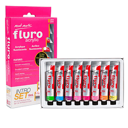 Juego de introducción de pintura acrílica fluorada, 8 tubos