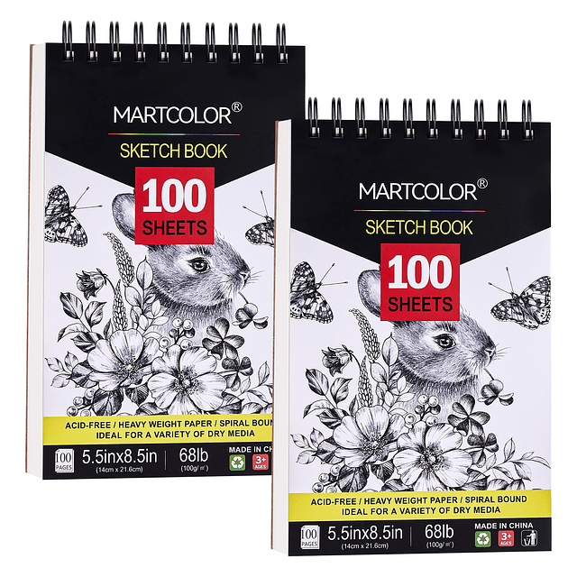 Juego de cuadernos de bocetos premium de 5,5 x 8,5 pulgadas,