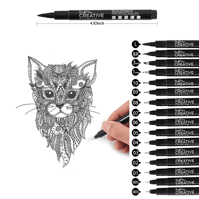 Micro Fineliner Drawing Art Pens, paquete de 16 bolígrafos d