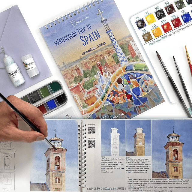 Set de Acuarela “Viaje en Acuarela a España”, Kit de Pintura