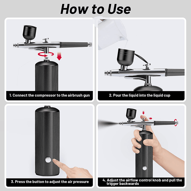 Kit de aerógrafo con compresor: juego de aerógrafo inalámbri