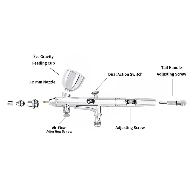 Kit de aerógrafo tipo gravedad con juego de aerógrafo de 3 a