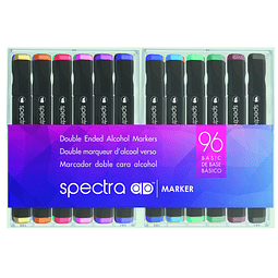 Chartpak Spectra, Tri-Nib y Brush Dual-Tip, 96 colores básic