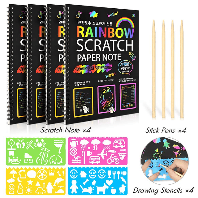 Paquete de 4 cuadernos de dibujo Scratch Arts para niños, bl