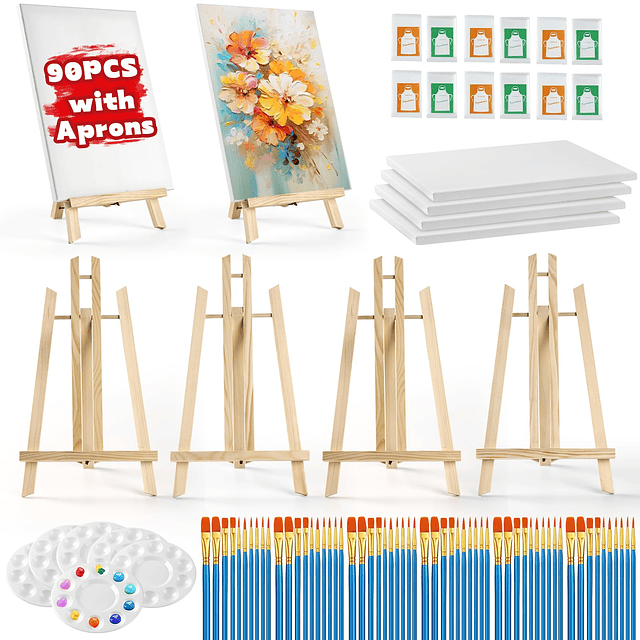 90 kits de pintura para adultos con 6 caballetes+6 lienzos+1