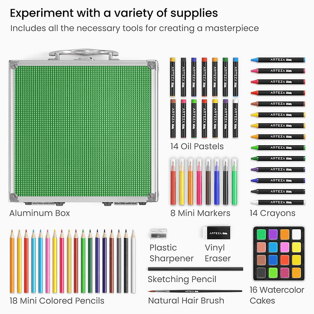 ARTEZA Kit de pintura y dibujo para niños, paquete de 75 pie