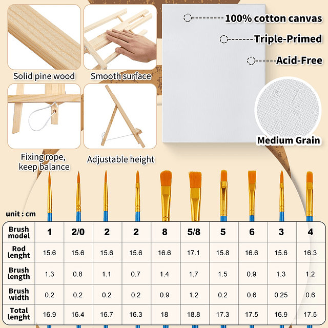 El juego de pintura Art incluye caballetes de madera, panele