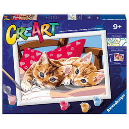 CreArt Two Cuddly Cats Kit de pintura por números para niños