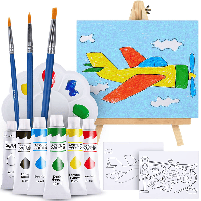 Juego de pintura y caballete de pintura para niños – Kit de