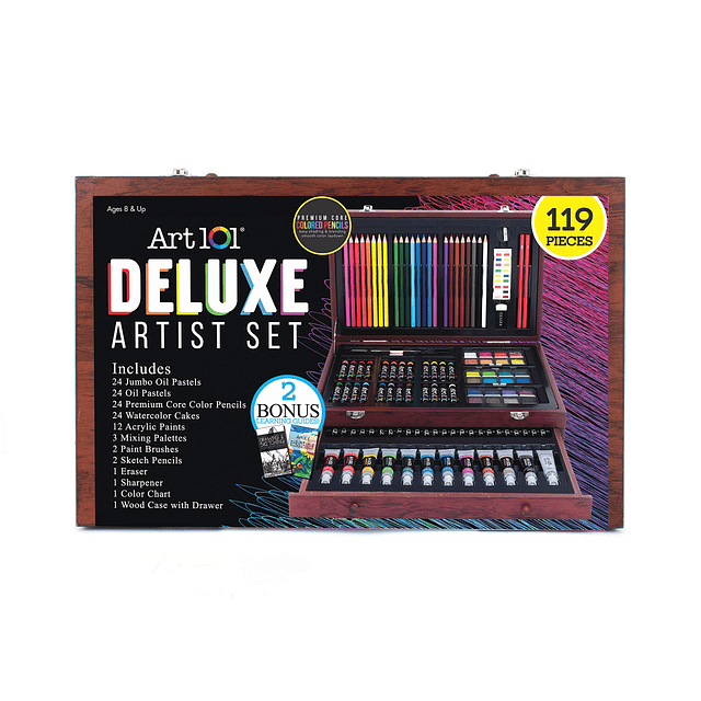 Deluxe Art Set con 119 piezas en un estuche organizador de m