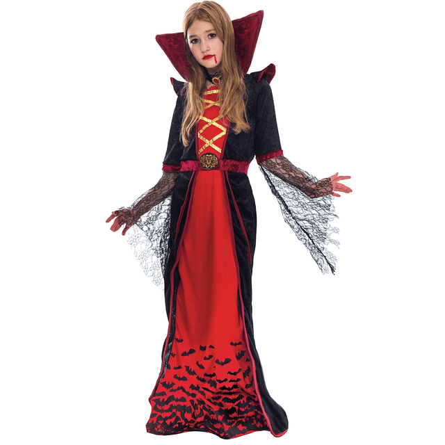 Disfraz de vampiro real para niñas, conjunto de lujo, fiesta