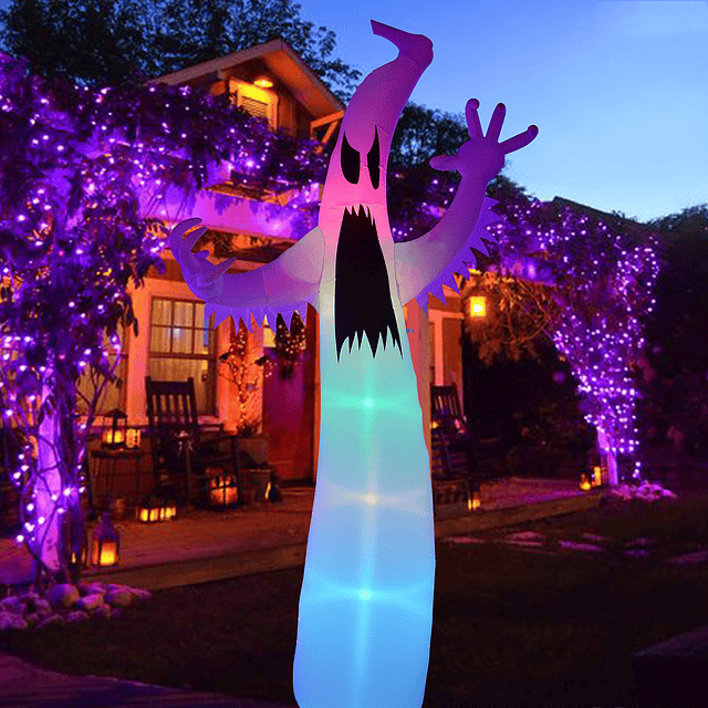 -fantasma inflable de Halloween de 12 pies con luz LED RGB q