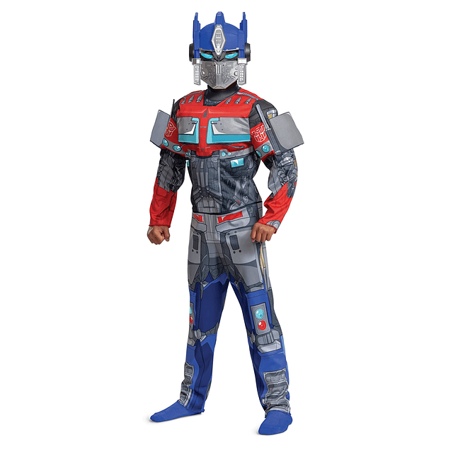 Disfraz de Optimus Prime Muscle para niños, disfraz y máscar