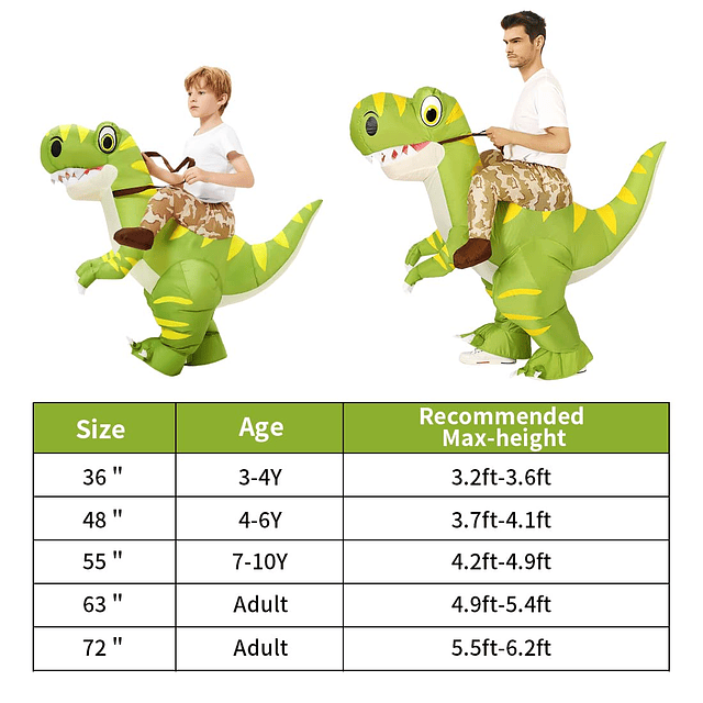 Disfraz de dinosaurio inflable para niños, disfraces de Hall