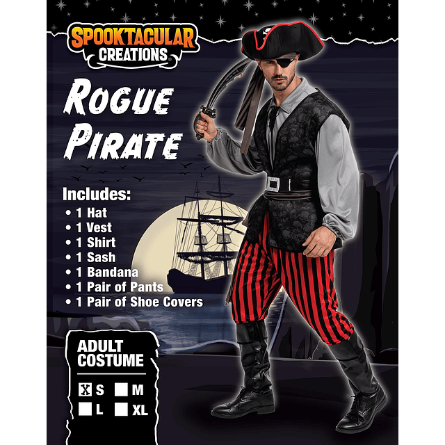 Disfraz de pirata para hombre adulto para Halloween, fiesta