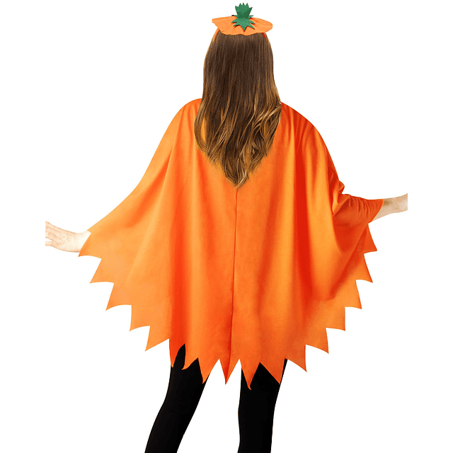 Disfraz de calabaza para mujer, 3 piezas, poncho de calabaza