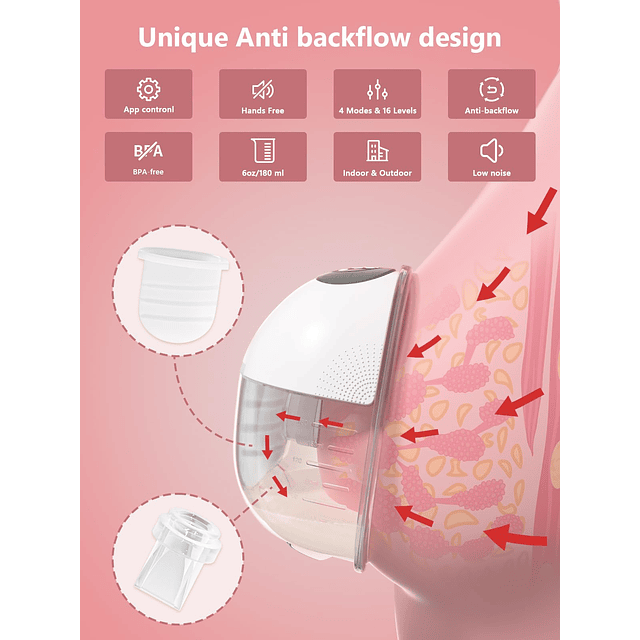 Extractor de leche portátil controlado por aplicación, 16 ni