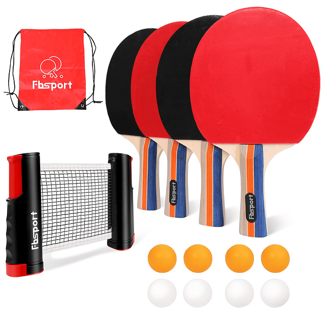 Juego de paletas de ping pong, juego de tenis de mesa con 4