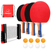 Juego de paletas de ping pong, juego de tenis de mesa con 4