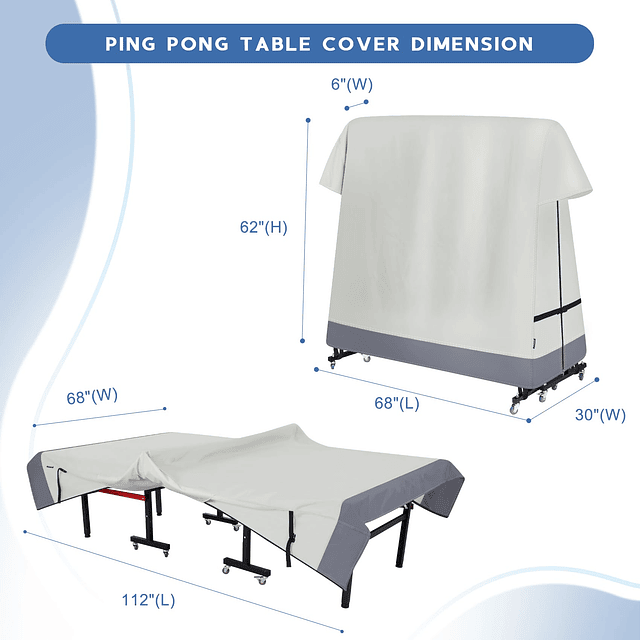 Funda para mesa de ping pong impermeable para exteriores, fu