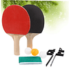 Raqueta de tenis de mesa con red y estante para herramientas