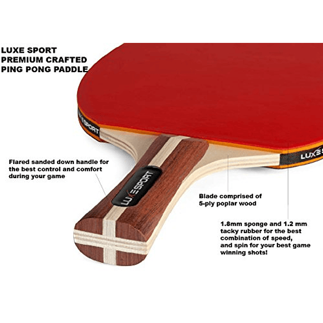 Juego de 4 paletas de ping pong - El paquete completo de ten