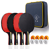 Juego de 4 palas de ping pong, palas de tenis de mesa de 5 c