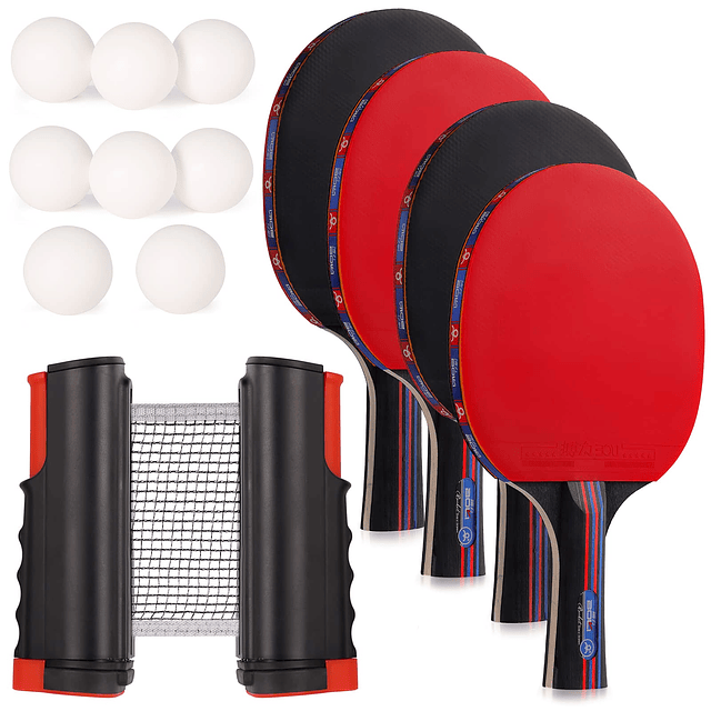 Juego de paletas de ping pong con pelotas, juego de raquetas